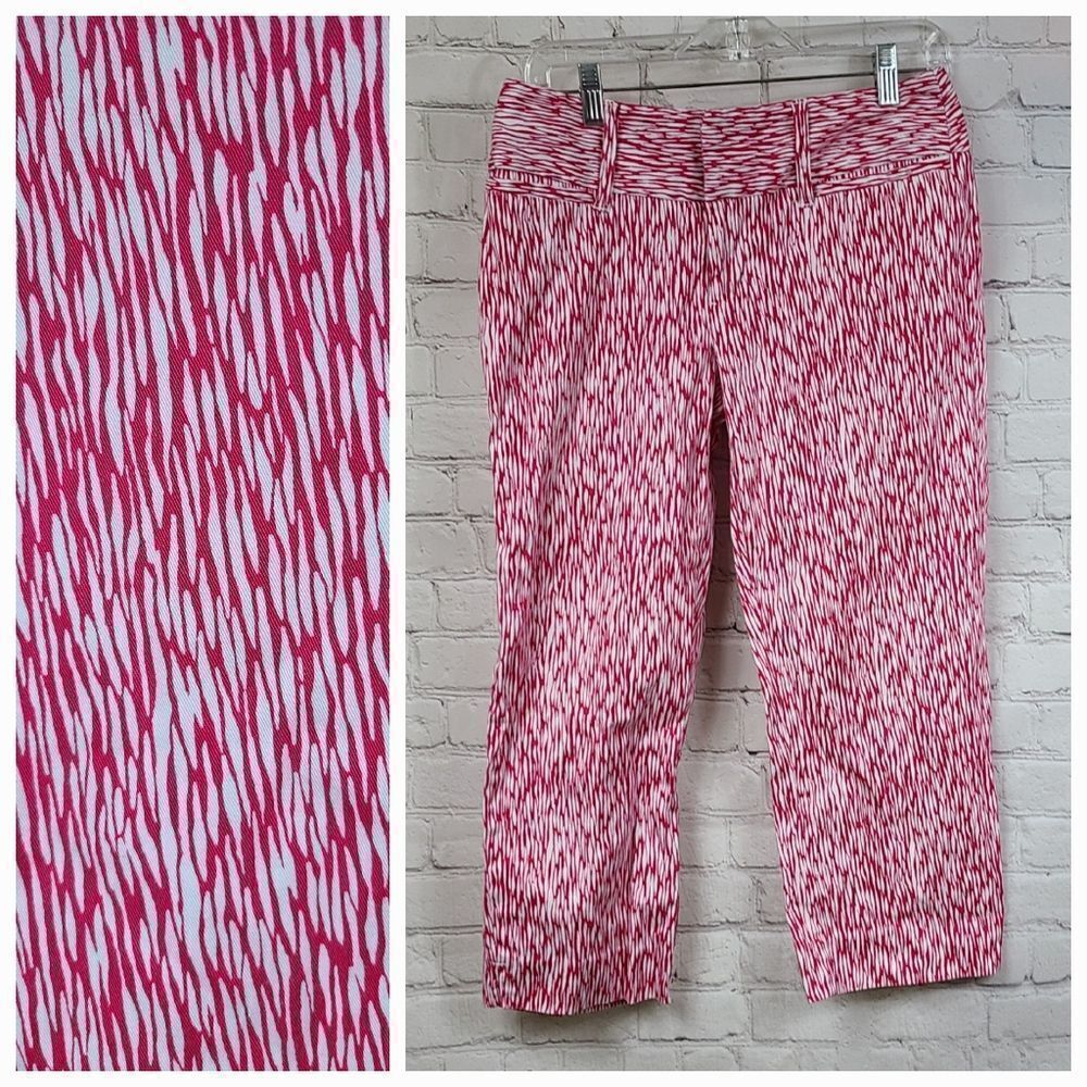 Madison Pink Zebra Print Capri Pants Size 4 Stretch Cropped Ankle Pants Resort - Picture 2 of 11